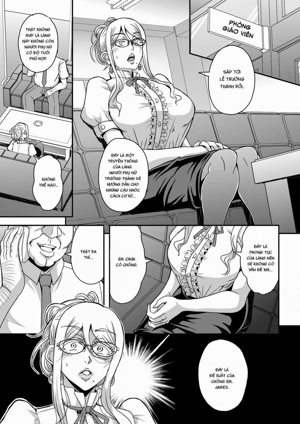 Bakunyuu Hitozuma Kinpatsu Gaikokujin Jokyoushi ga Mura no Inshuu de Kasshoku Shota no Fudeoroshi o Suru Hanashi Oneshot trang 3