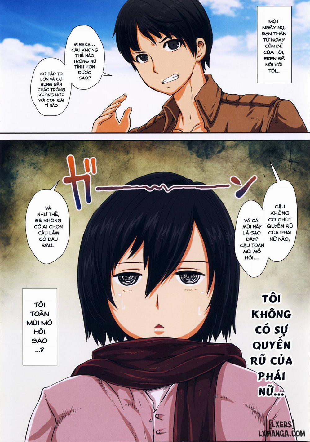 Fukkin Joshi Mikasa Ackerman wa Taishuu ga Ki ni naru Otoshi goro Oneshot trang 4